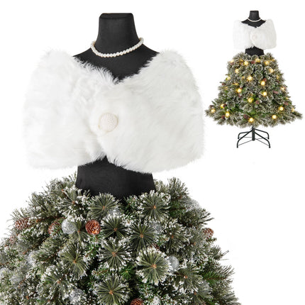 Dreamade 5ft Pre-Lit Dress Form Christmas Tree with Female Mannequin Torso Shawl Necklace