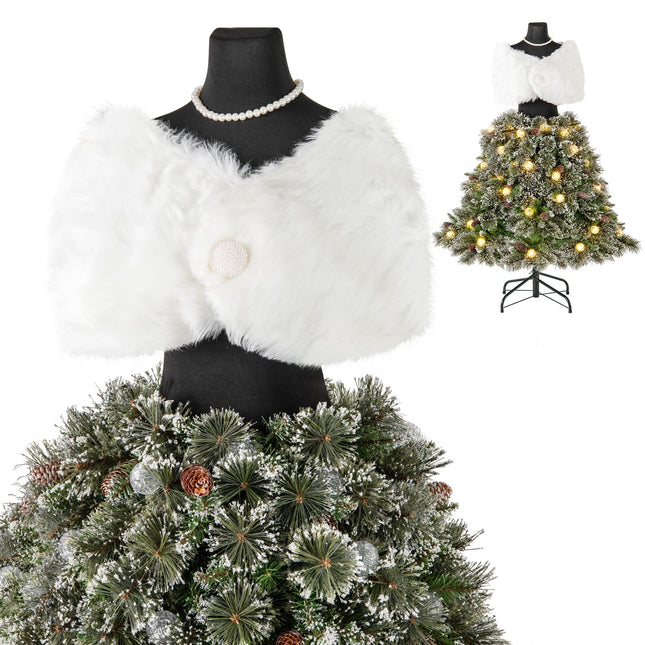 Dreamade 5ft Pre-Lit Dress Form Christmas Tree with Female Mannequin Torso Shawl Necklace