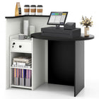Dreamade Reception Desk, Front Counter Desk with Lockable Drawer, Checkout Table with Round Tabletop