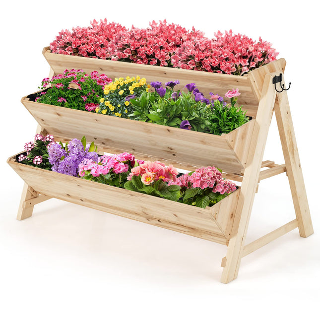 Dreamade Raised Garden Bed, Vertical Planter with Storage Shelf (Natural)