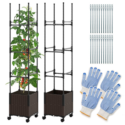 Dreamade Raised Garden Bed Planter Box with Trellis