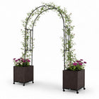 Dreamade Metal Garden Arch Trellis Arbor with 2 Self-Watering Planter Boxes