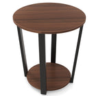 Dreamade Round End Table Set of 1/2, 2-Tier Side Sofa Table with Open Storage Shelf and Metal Frame