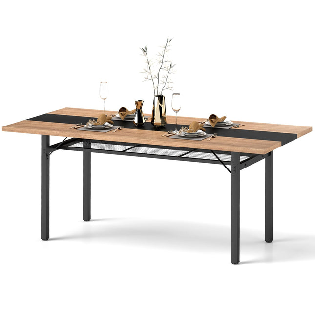 Dreamade 71" Dining Table for 6-8 People with Heavy-Duty Metal Frame Storage Rack