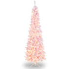 Dreamade 7ft Pre-Lit Pencil Christmas Tree, Snow Flocked Artificial Slim Tree with 800 Branch Tips - DreamadeUS