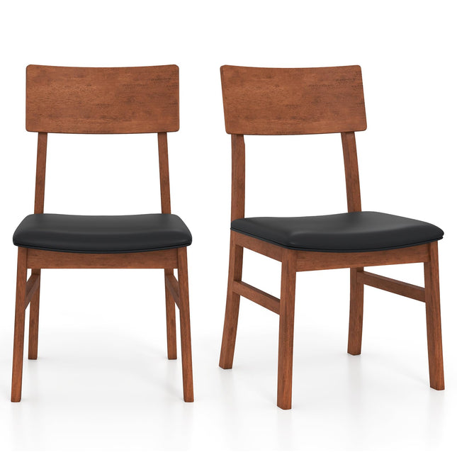 Dreamade Wooden Dining Chairs Set Kitchen Side Chairs w/Rubber Wood Legs Faux Leather Upholstered Seat