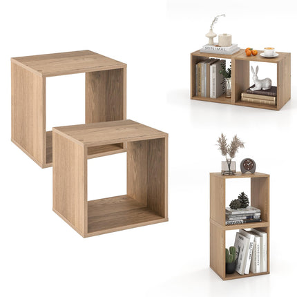 Dreamade 2/4 Cube Bookshelf Organizer, 2-Tier Stackable Cube Storage Organizer