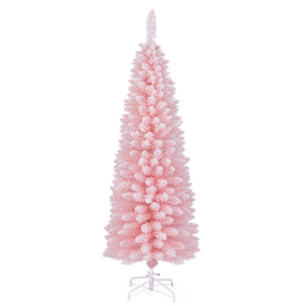 Dreamade 5ft Pink Slim Pencil Christmas Tree, Artificial Unlit Skinny Xmas Full Tree with 328 Branch Tips