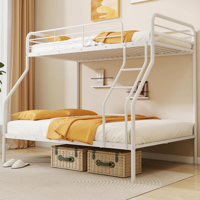 Dreamade Metal Bunk Beds Twin Over Full Size, Heavy Duty Bunk Bed for Teens Adults with Ladder & Guardrails