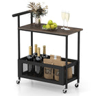 Dreamade Rolling End Table with Handle 2-Tier Sofa Side Table with Open Shelf & Mesh Basket