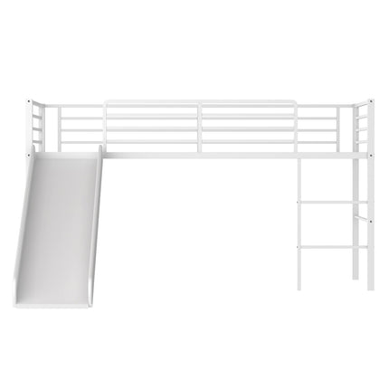 Dreamade Twin Loft Bed with Slide, Metal Low Bunk Bed