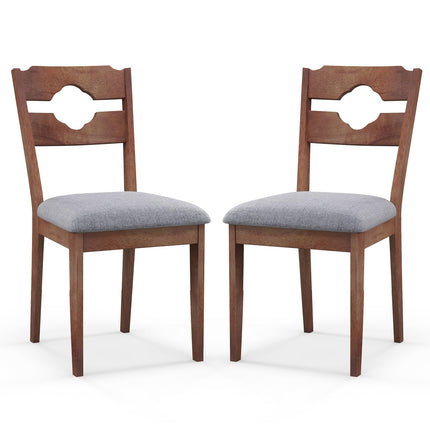 Dreamade Wooden Dining Chairs Set of 2/4, Rubber Wood Dinner Chair w/Hollowed Backrest & Padded Seat