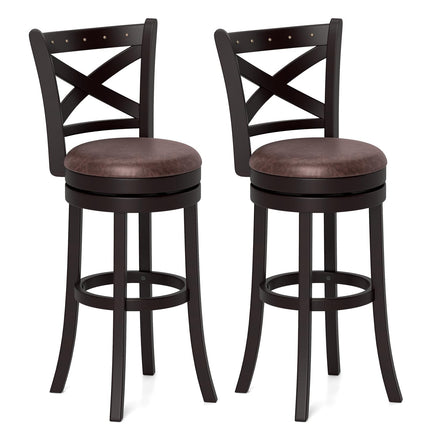 Dreamade 30" Swivel Bar Stools with Footrest & Rubber Wood Frame