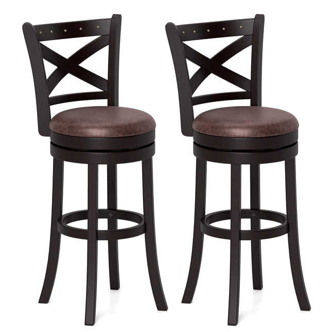 Dreamade 30" Swivel Bar Stools with Footrest & Rubber Wood Frame
