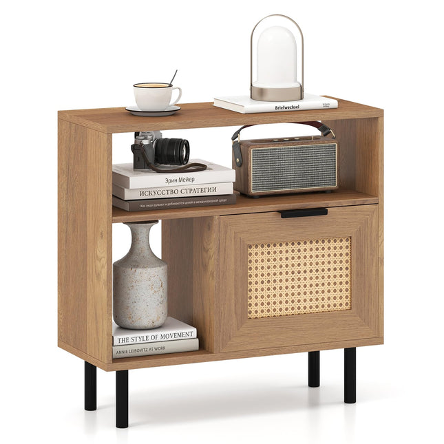 Dreamade Accent Side End Table with Storage Shelf and Cabinet for Small Space