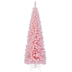 Dreamade 6ft Pink Slim Pencil Christmas Tree, Artificial Unlit Skinny Xmas Full Tree with 460 Branch Tips