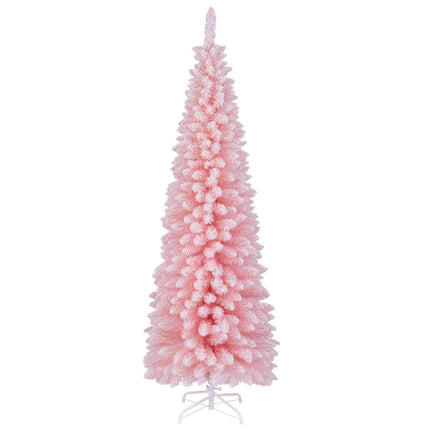 Dreamade 6ft Pink Slim Pencil Christmas Tree, Artificial Unlit Skinny Xmas Full Tree with 460 Branch Tips