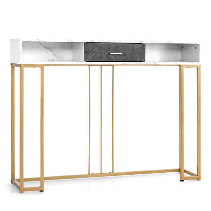 Dreamade Console Table with Drawer - Sofa Side Table with Anti-Toppling Device & Adjustable Foot Pads