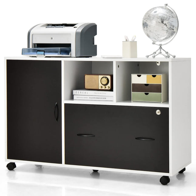 Dreamade Mobile File Cabinet on Wheels - Lateral Filing Cabinet w/Drawer