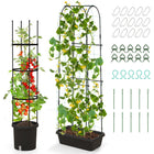 Dreamade Set of 2 Raised Garden Bed w/Trellis & Plant Cage, Planter Box w/ 71” Cucumber Trellis