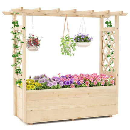 Dreamade Raised Garden Bed with Sided Trellis and Hanging Roof