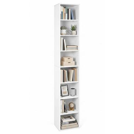 Dreamade 8-Tier Tall Narrow Media Tower Rack with 4 Adjustable Shelves (1/2)