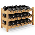 Dreamade Bamboo Wine Rack, 3 Tier 18 Bottle Wine Storage Cabinet Shelf, Small Wine Rack Bottle Organizer Freestanding Counter