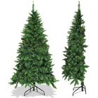 5ft/6ft Prelit Half-Shape Christmas Tree, Premium PVC Needles Artificial Tree - DreamadeUS