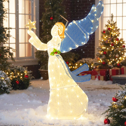 Dreamade 5 Ft Lighted Christmas Angel with Star Halo Spreading Wings