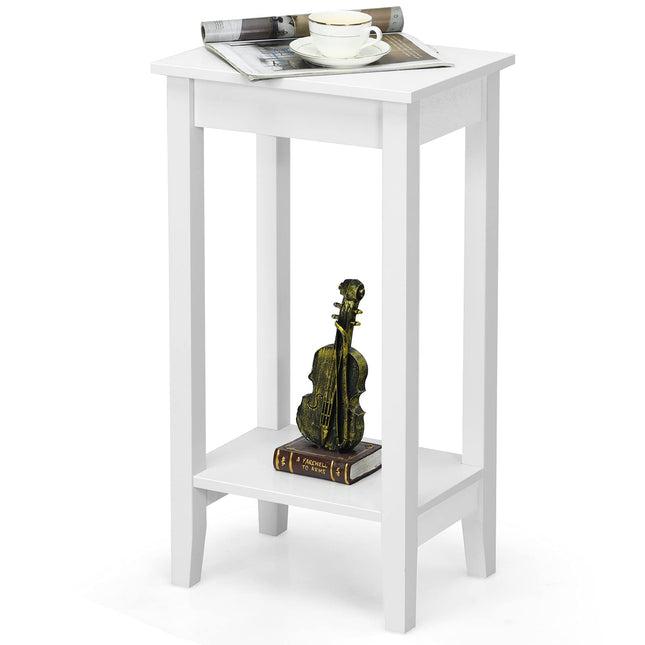 Dreamade 2-Tier End Table Tall Nightstand, Simple Design Sofa Bedside Table