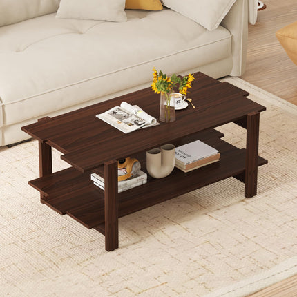 Dreamade 2-Tier Coffee Table with Storage Shelf
