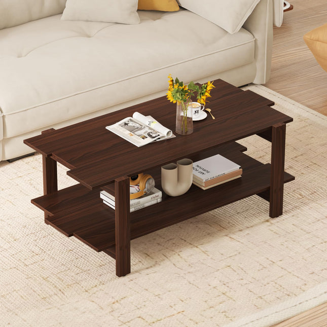 Dreamade 2-Tier Coffee Table with Storage Shelf