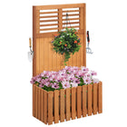 Dreamade Set of 1/2 Raised Garden Bed with Trellis, 41” Wooden Potted Plant Box w/Privacy Screen