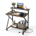 Dreamade Rolling Small Desk with Storage | Compact Computer Desk for Small Spaces with Charging Station