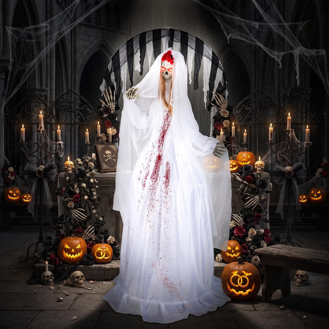 DREAMADE 7.2 FT Sound Activated Halloween Animatronic Standing Bride