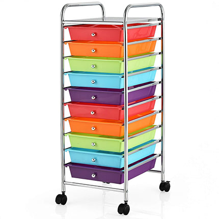 Dreamade Rolling Storage Cart on Wheels with 10 Drawers
