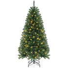 Dreamade 6ft Pre-Lit Christmas Tree, Artificial Hinged Xmas Tree with 200 Warm White LED Lights