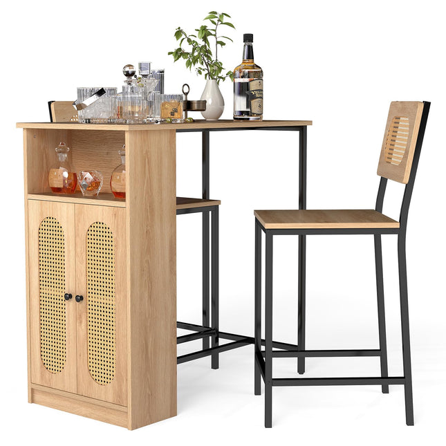 Dreamade 3-Pcs Boho Rattan Dining Table Set for 2