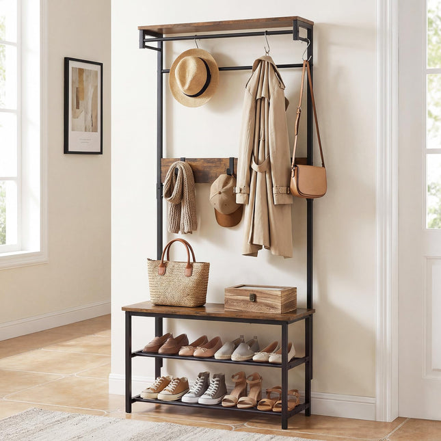 Dreamade 4 in 1 Hall Tree with Bench and Shoe Storage