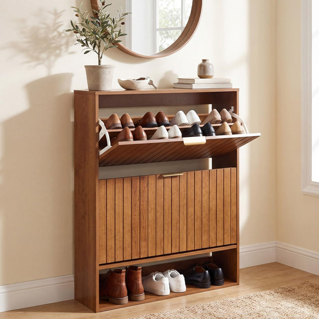 Dreamade Shoe Storage Cabinet with 2 Flip Drawers