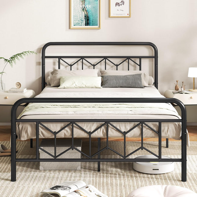 Dreamade Metal Twin Bed Frames with Victorian Style Headboard & Footboard, Heavy Duty Slats Support Mattress Foundation