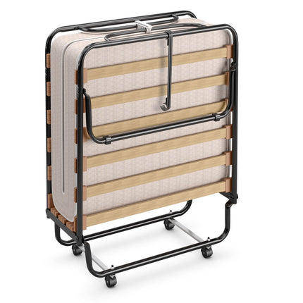 Dreamade Folding Bed with Mattress for Adults, 75" x 32" Rollaway Guest Beds w/ 3 Inch Foam Mattress & Sturdy Metal Frame