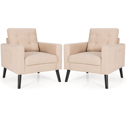 Dreamade Modern Accent Chair, Mid-Century Upholstered Armchair Club Chair