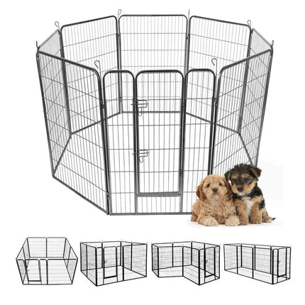 Dreamade 8-Panel Folding Puppy Playpen, Portable Dog Fence W/ Safety Gate for Yard