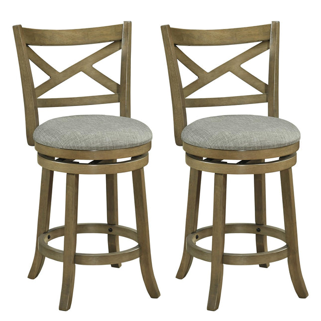 Dreamade Wood Swivel Bar Stools Set of 2/4 with Backrests and Wood Frame
