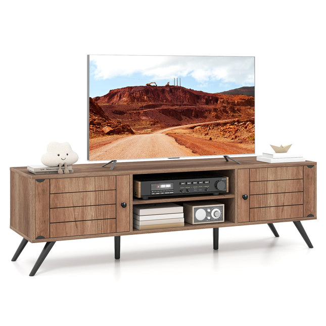 Dreamade 2-Door TV Stand for TVs up to 65 Inch with Open Shelves