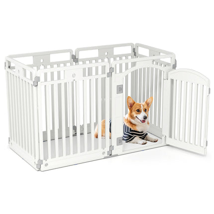 Dreamade 6/12 Panel Dog Playpen 32'' Tall Plastic Pet Fence with Lockable Door
