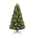 Dreamade Pre-Lit Fiber Optic Christmas Tree, Artificial Snowy Xmas Tree with Warm White LED Lights