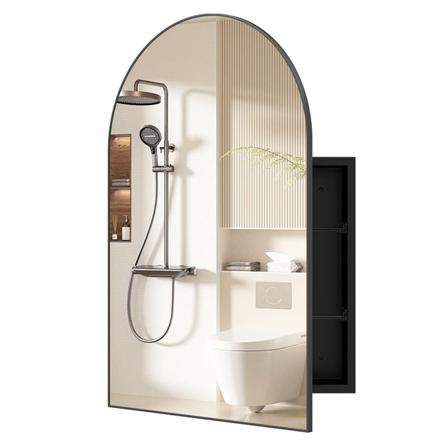 Dreamade 34" x 22" Brushed Metal Wall-Mounted Medicine Cabinet for Bathroom