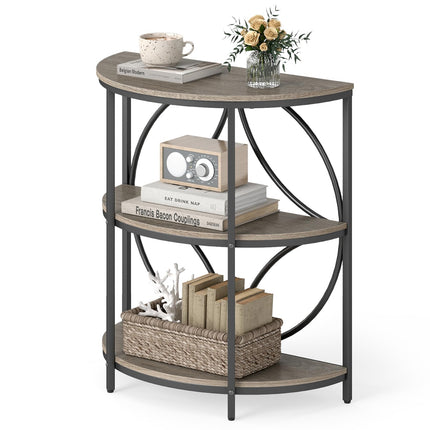 Dreamade Half Round End Table 3-Tier Narrow Side Table(1/2)